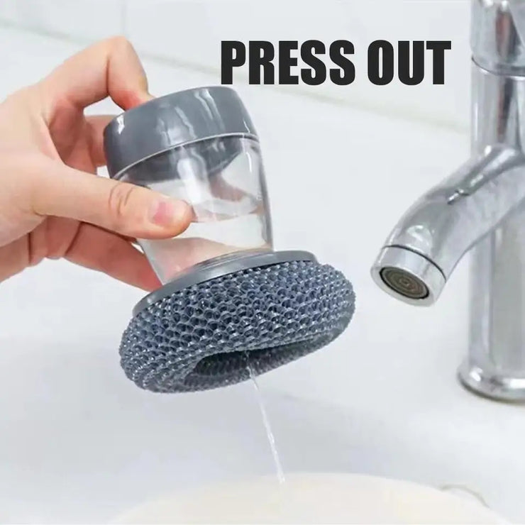 Steel Dish Scrubber With Soap Dispensing