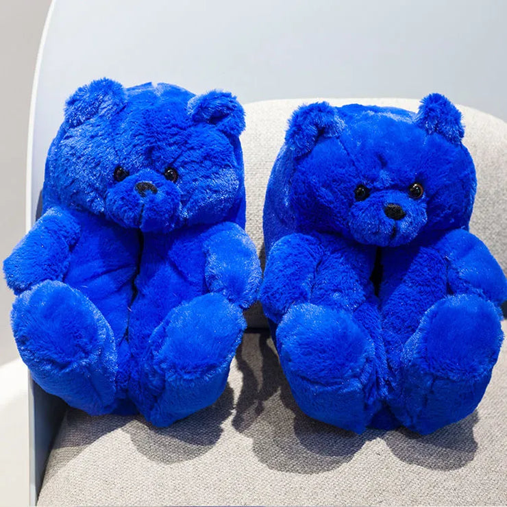 Teddy Bear Plush Slippers - HOW DO I BUY THIS Blue / 5.5