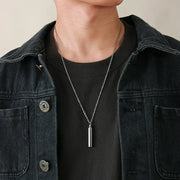 Cross Engraved Pill Necklace for Men Women