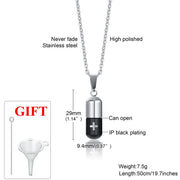 Cross Engraved Pill Necklace for Men Women