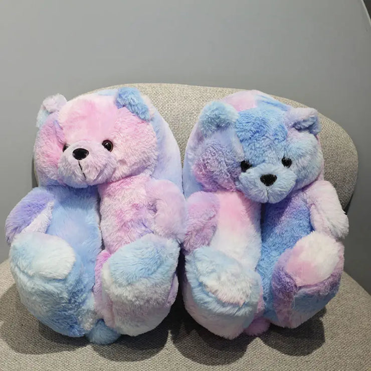 Teddy Bear Plush Slippers - HOW DO I BUY THIS Colorful / 5.5