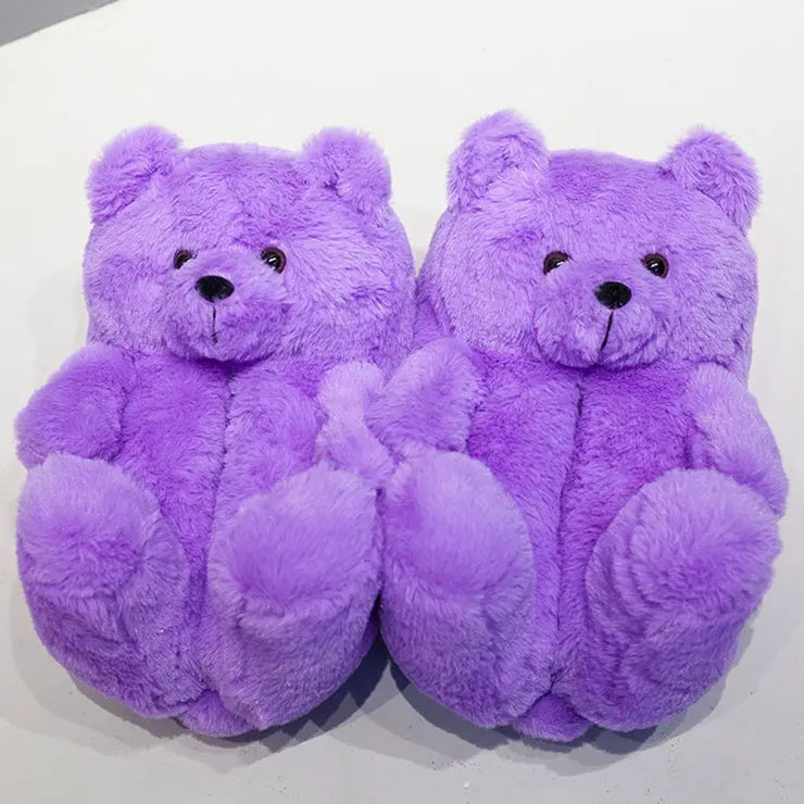 Teddy Bear Plush Slippers - HOW DO I BUY THIS Purple / 5.5