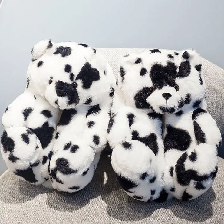 Teddy Bear Plush Slippers - HOW DO I BUY THIS Dairy Cow / 5.5