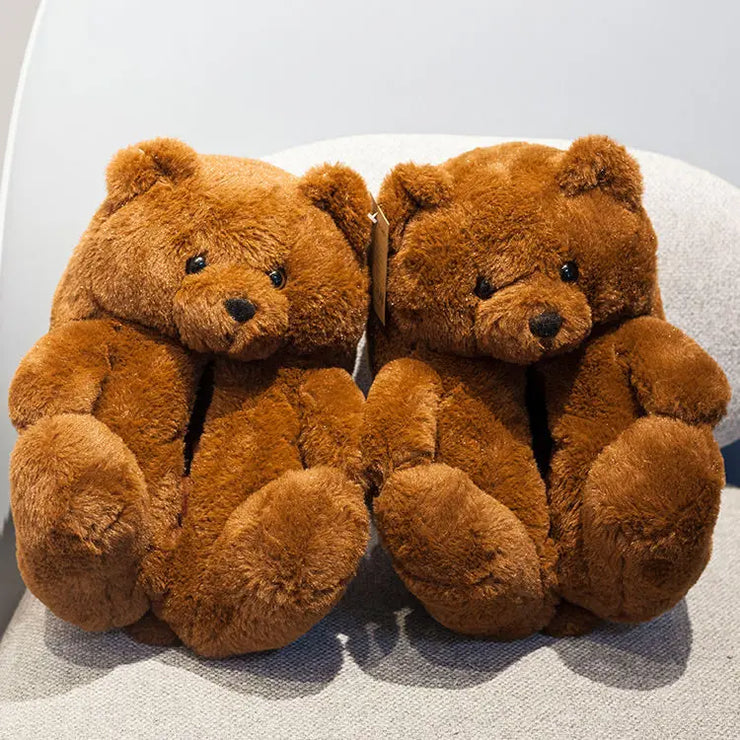 Teddy Bear Plush Slippers - HOW DO I BUY THIS Brown / 5.5