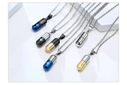 Cross Engraved Pill Necklace for Men Women