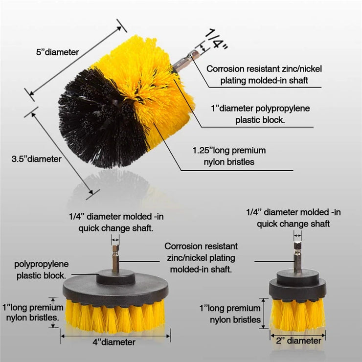 3Pcs/Set Scrubber Brush For Drill