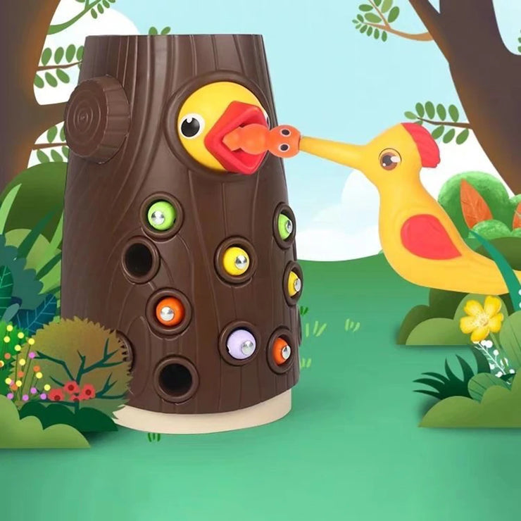 Woodpecker Catching Worms & Fishing Game for Kids