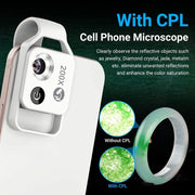 200X Microscope Lens With CPL And LED Light