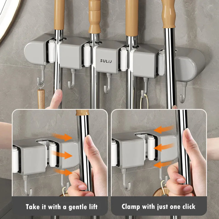 Multi-Functional Wall Mounted Mop Holder