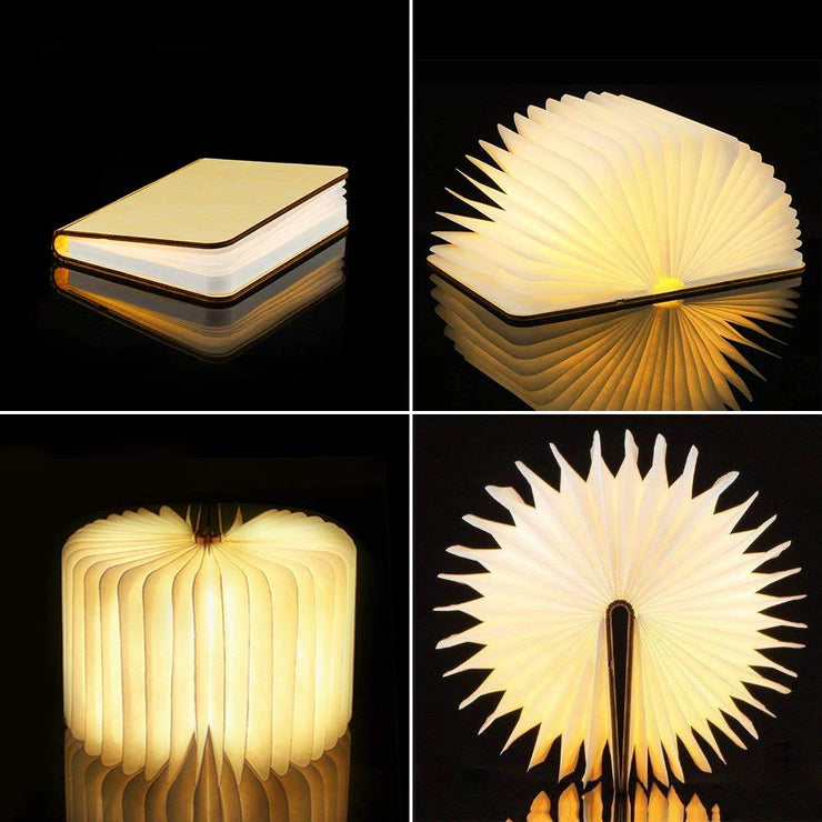 Foldable LED Light Creative Wooden Luminous Book