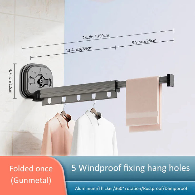 Retractable Wall Mounted Clothes Hanger - HOW DO I BUY THIS Gunmetal-one fold