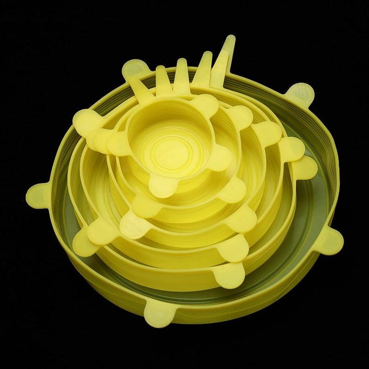 6 Pcs/Set Food Silicone Cover Cap - HOW DO I BUY THIS Round Yellow