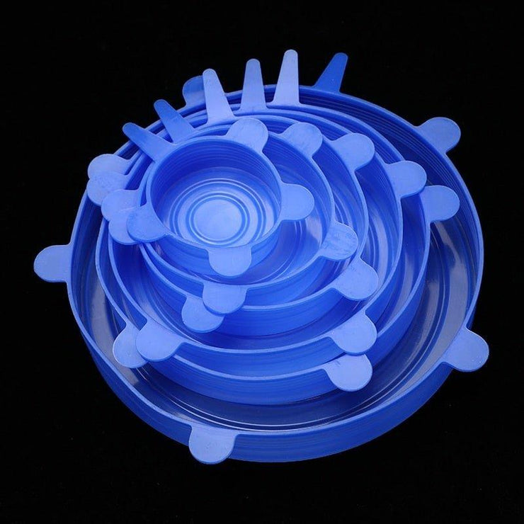 6 Pcs/Set Food Silicone Cover Cap - HOW DO I BUY THIS Round Blue