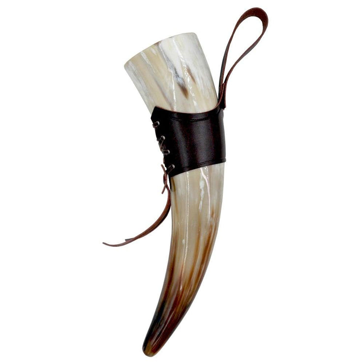 Raven Drinking Horn - HOW DO I BUY THIS Leather Cloth / 300ml-350ml